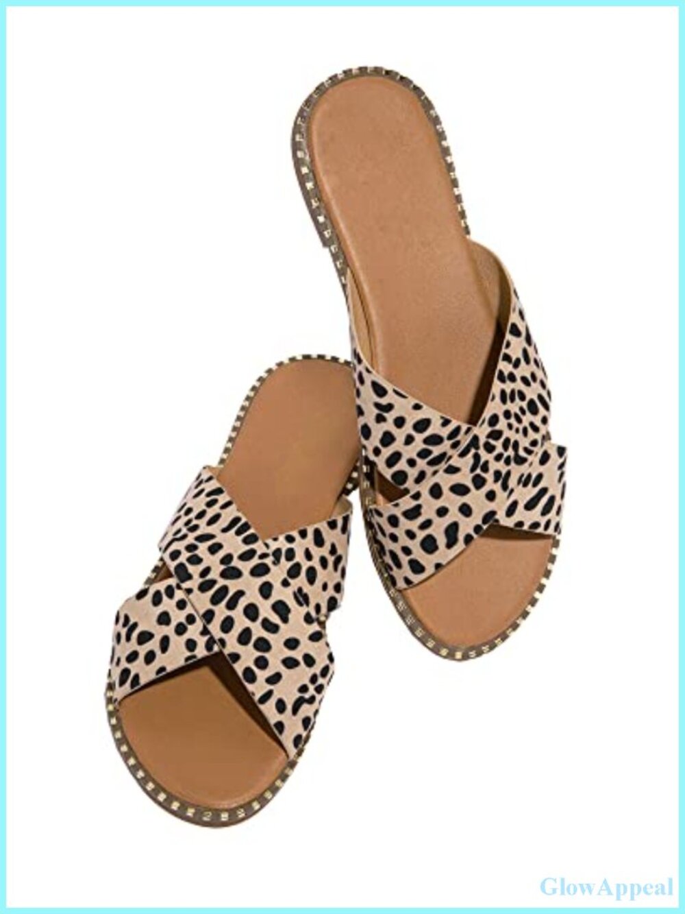 Studded Slide Sandals Womens Criss Cross Flat Mules
